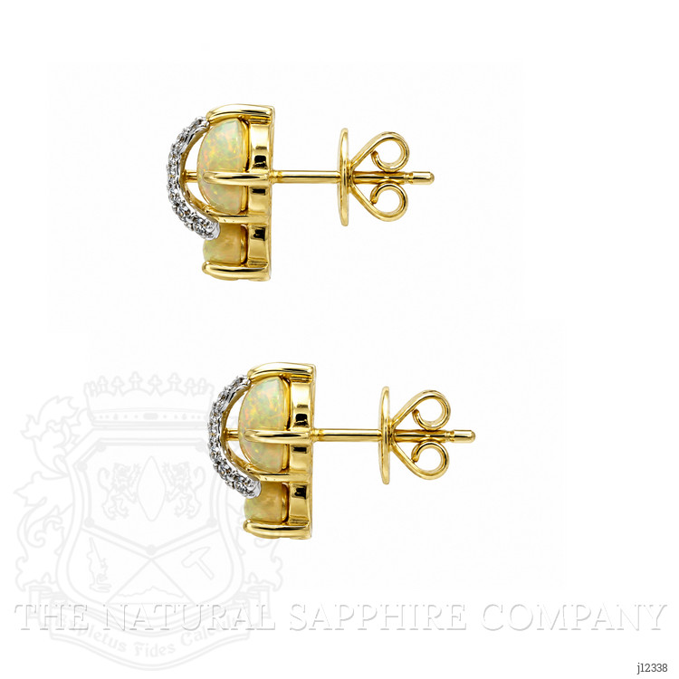 3.62 Ct.Tw. Multi Color Opal and Natural Diamond Studs Earrings, 14K Yellow Gold