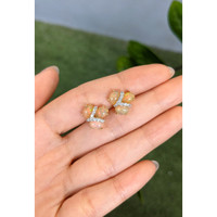 3.62 Ct.Tw.Total Carat Weight Multi Color Opal and Natural Diamond Studs Earrings, 14K Yellow Gold Life Style