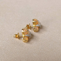 3.62 Ct.Tw.Total Carat Weight Multi Color Opal and Natural Diamond Studs Earrings, 14K Yellow Gold Life Style