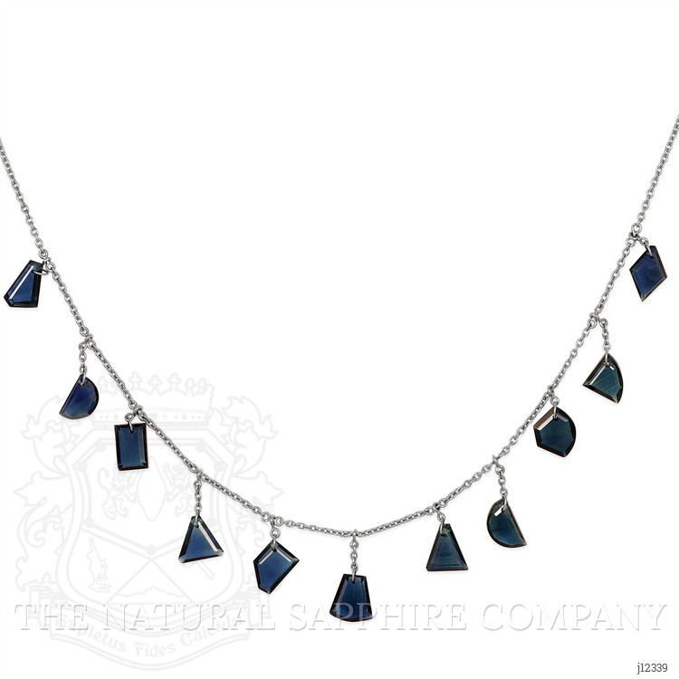 6.50 Ct. Blue Sapphire Solitaire Necklace, 18K White Gold