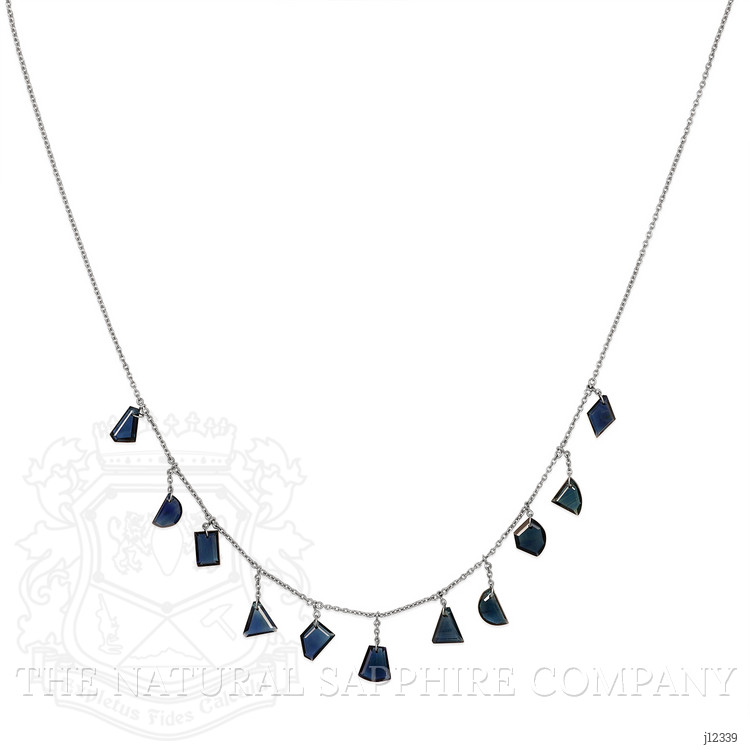 6.50 Ct. Blue Sapphire Solitaire Necklace, 18K White Gold