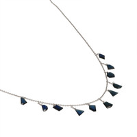 6.50 Ct. Blue Sapphire Solitaire Necklace, 18K White Gold Image