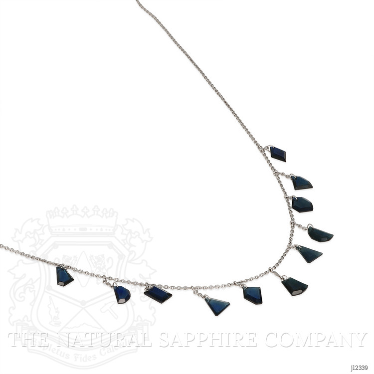 6.50 Ct. Blue Sapphire Solitaire Necklace, 18K White Gold