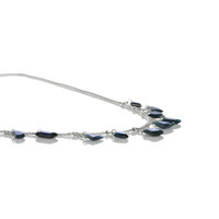 6.50 Ct. Blue Sapphire Solitaire Necklace, 18K White Gold Image