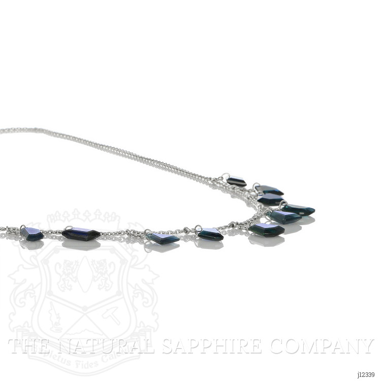 6.50 Ct. Blue Sapphire Solitaire Necklace, 18K White Gold