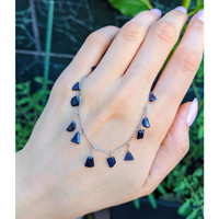 6.50 Ct. Blue Sapphire Solitaire Necklace, 18K White Gold Life Style