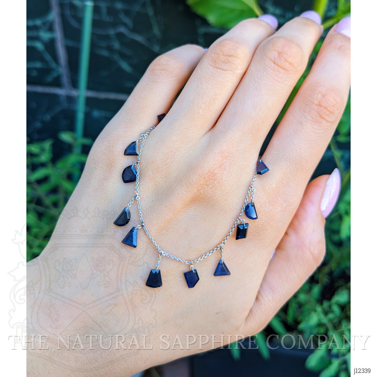 6.50 Ct. Blue Sapphire Solitaire Necklace, 18K White Gold