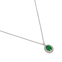 2.45 Ct. Emerald and Natural Diamond Pave Pendant, 18K White Gold Image