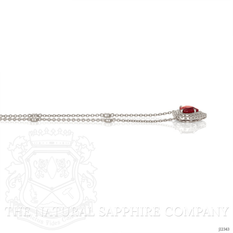 2.01 Ct. Ruby and Natural Diamond Pave Necklace, 18K White Gold
