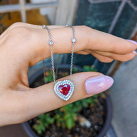 2.01 Ct. Ruby and Natural Diamond Pave Necklace, 18K White Gold Life Style