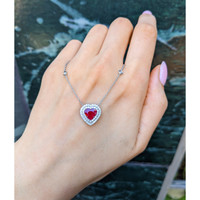 2.01 Ct. Ruby and Natural Diamond Pave Necklace, 18K White Gold Life Style