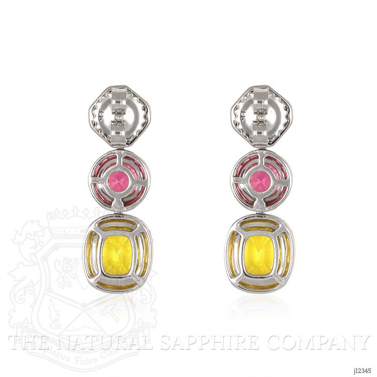 7.40 Ct.Tw. Mixed Sapphire and Natural Diamond Studs Earrings, 18K White & Yellow