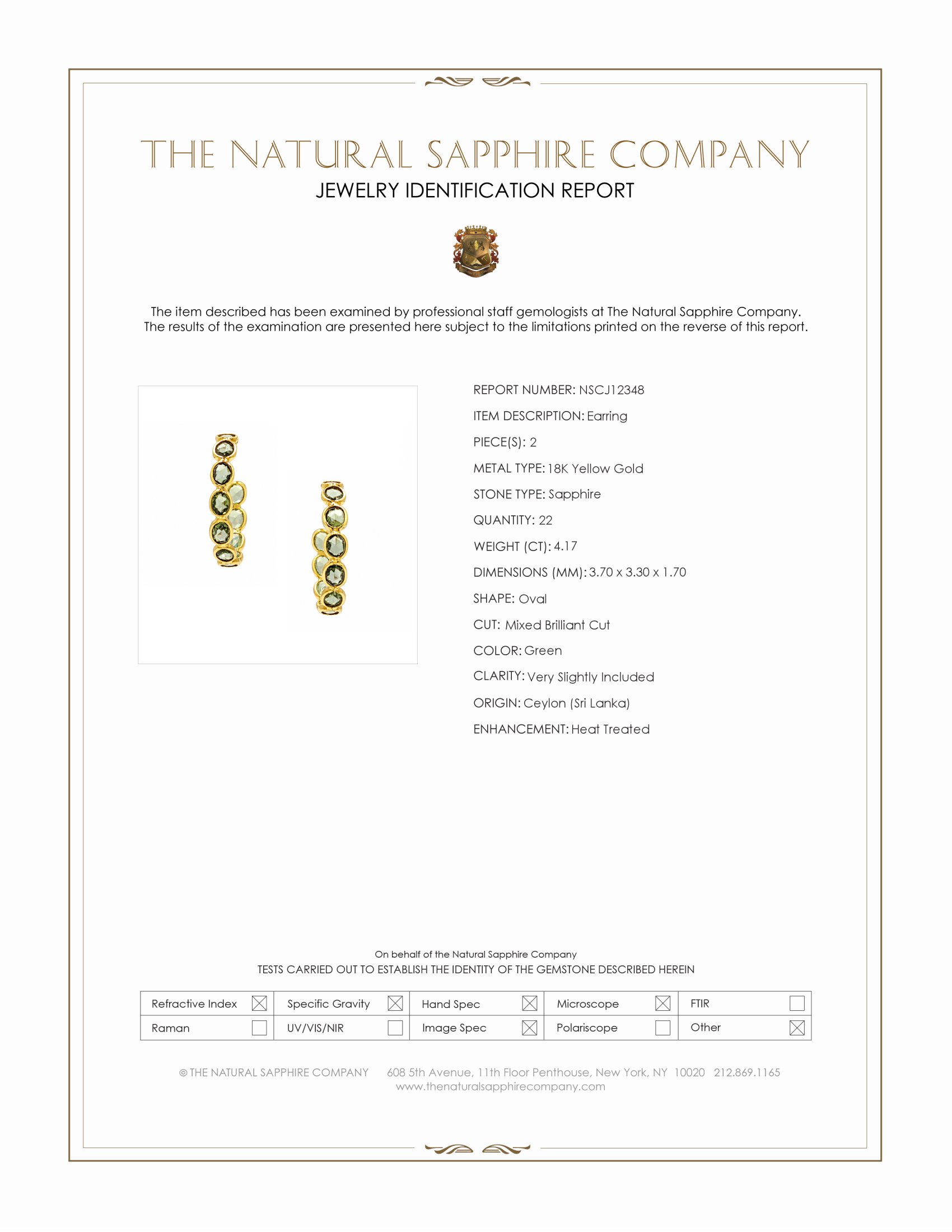 4.17 Ct.Tw. Green Sapphire Pave Earrings, 18K Yellow Gold