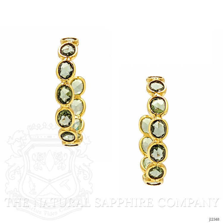 4.17 Ct.Tw. Green Sapphire Pave Earrings, 18K Yellow Gold