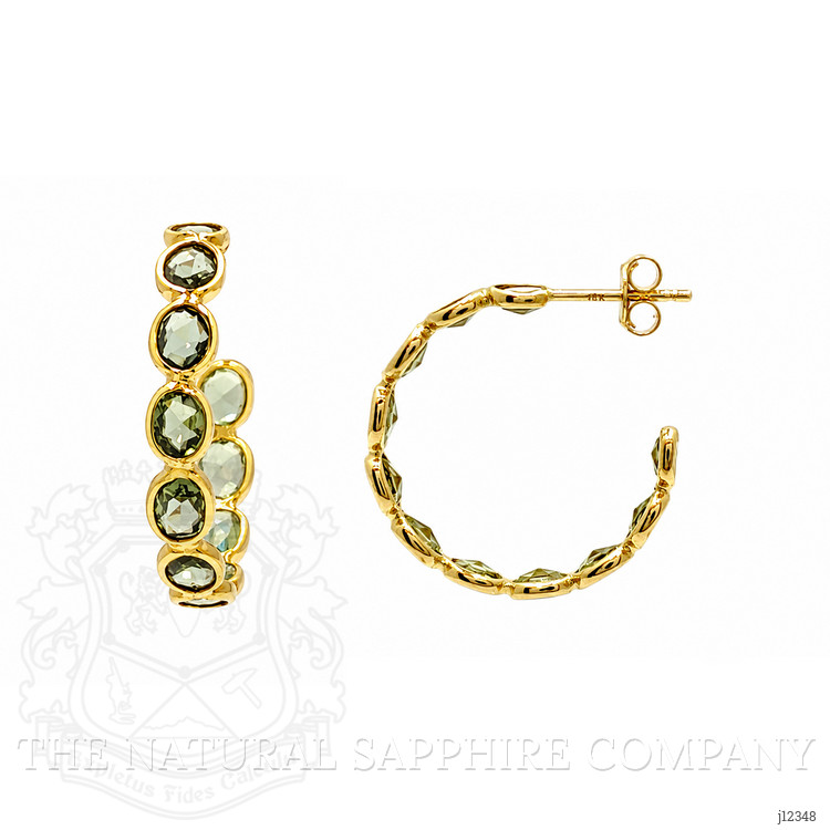 4.17 Ct.Tw. Green Sapphire Pave Earrings, 18K Yellow Gold