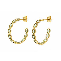 4.17&nbsp;Ct.Tw.Total Carat Weight Green Sapphire Pave Earrings, 18K Yellow Gold Image
