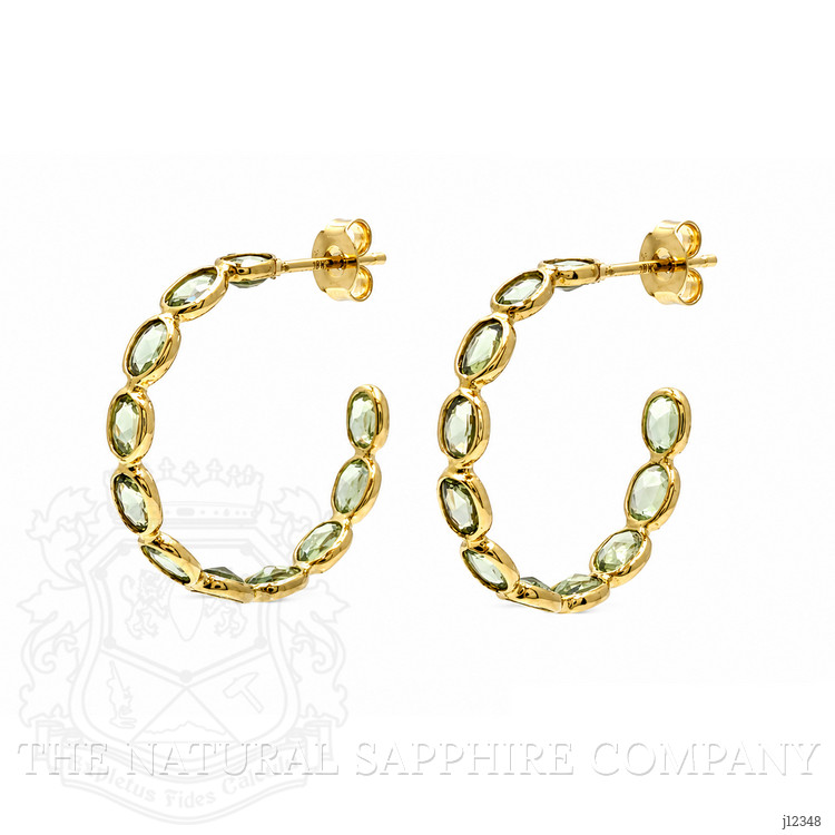 4.17 Ct.Tw. Green Sapphire Pave Earrings, 18K Yellow Gold