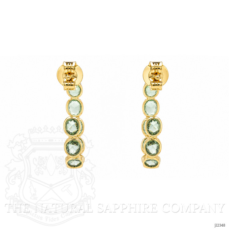 4.17 Ct.Tw. Green Sapphire Pave Earrings, 18K Yellow Gold