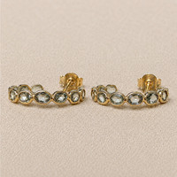 4.17&nbsp;Ct.Tw.Total Carat Weight Green Sapphire Pave Earrings, 18K Yellow Gold Life Style