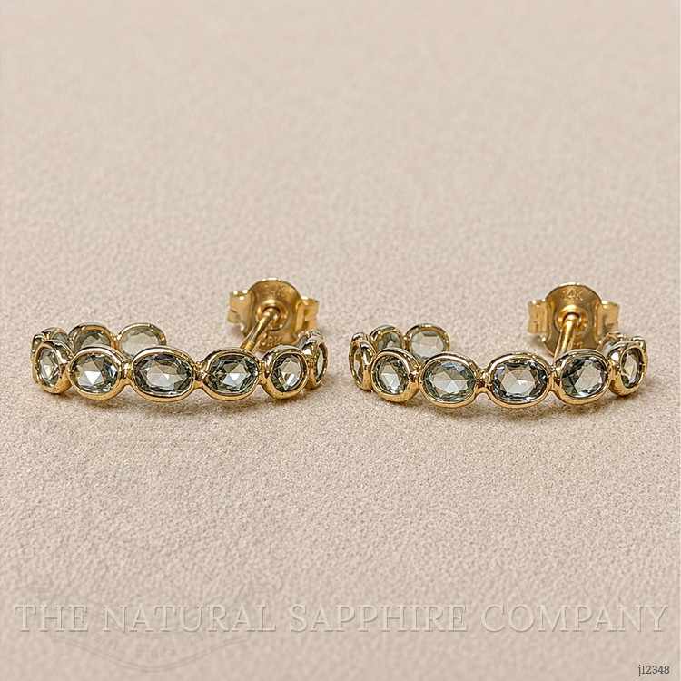 4.17 Ct.Tw. Green Sapphire Pave Earrings, 18K Yellow Gold