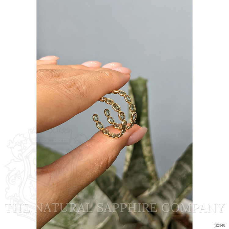 4.17 Ct.Tw. Green Sapphire Pave Earrings, 18K Yellow Gold