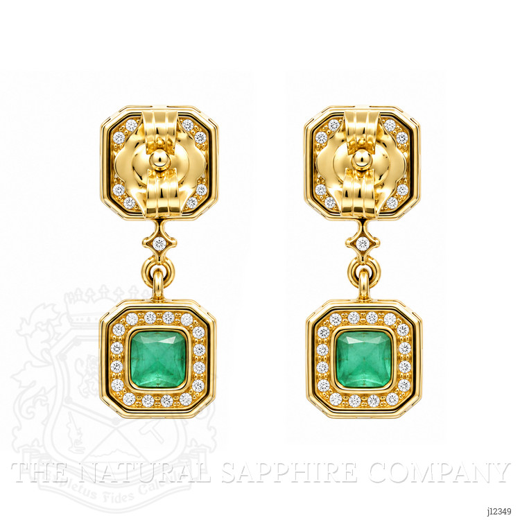 1.01 Ct.Tw. Emerald and Natural Diamond Studs Earrings, 14K Yellow Gold