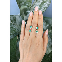 1.01 Ct.Tw.Total Carat Weight Emerald and Natural Diamond Studs Earrings, 14K Yellow Gold Life Style
