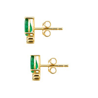 0.66 Ct.Tw.Total Carat Weight Emerald and Natural Diamond Studs Earrings, 14K Yellow Gold Image
