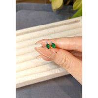 0.66&nbsp;Ct.Tw.Total Carat Weight Emerald and Natural Diamond Studs Earrings, 14K Yellow Gold Life Style