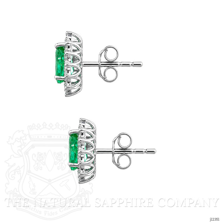 0.76 Ct.Tw. Emerald and Natural Diamond Studs Earrings, 14K White Gold