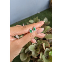 0.76 Ct.Tw.Total Carat Weight Emerald and Natural Diamond Studs Earrings, 14K White Gold Life Style