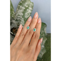 0.76 Ct.Tw.Total Carat Weight Emerald and Natural Diamond Studs Earrings, 14K White Gold Life Style