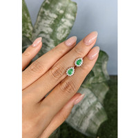 0.76&nbsp;Ct.Tw.Total Carat Weight Emerald and Natural Diamond Studs Earrings, 14K White Gold Life Style
