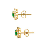 0.64&nbsp;Ct.Tw.Total Carat Weight Emerald and Natural Diamond Studs Earrings, 14K Yellow Gold Image