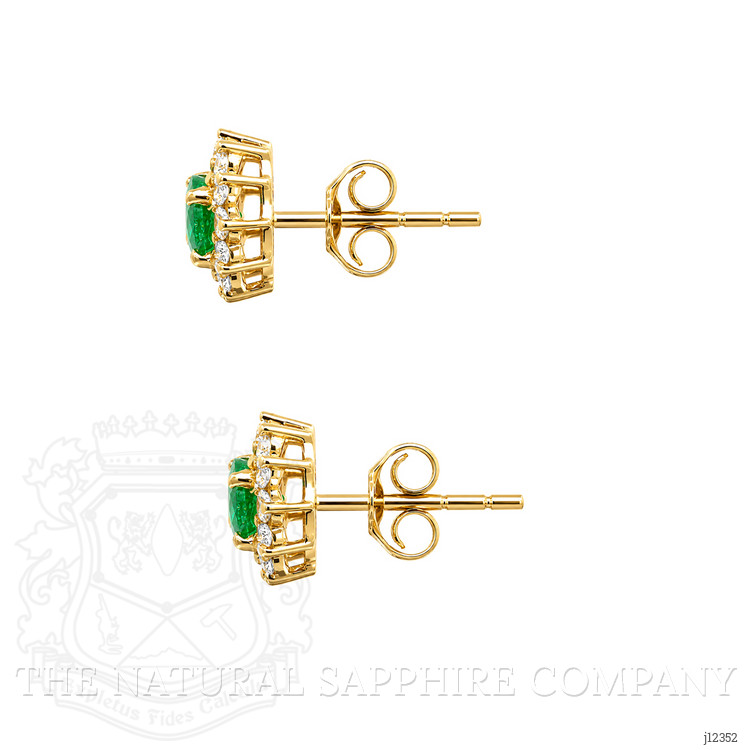 0.64 Ct.Tw. Emerald and Natural Diamond Studs Earrings, 14K Yellow Gold