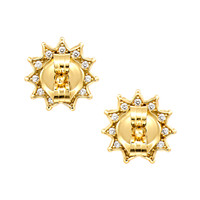 0.64&nbsp;Ct.Tw.Total Carat Weight Emerald and Natural Diamond Studs Earrings, 14K Yellow Gold Image