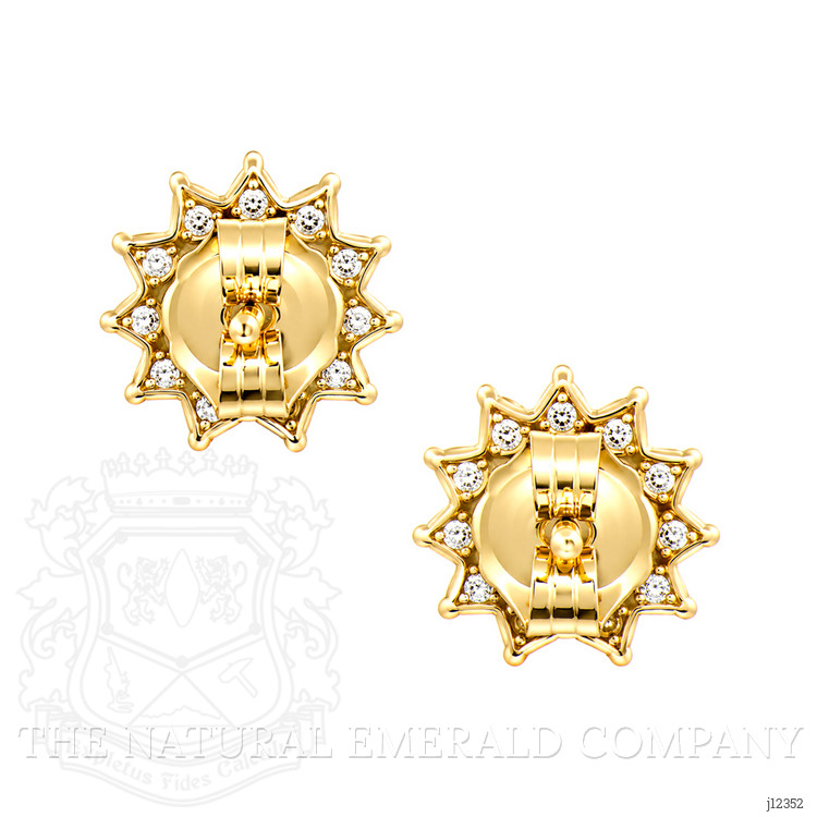 0.64 Ct.Tw. Emerald and Natural Diamond Studs Earrings, 14K Yellow Gold