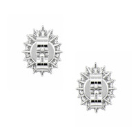 1.51&nbsp;Ct.Tw.Total Carat Weight Emerald and Natural Diamond Studs Earrings, 14K White Gold Image