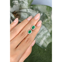 1.51 Ct.Tw.Total Carat Weight Emerald and Natural Diamond Studs Earrings, 14K White Gold Life Style