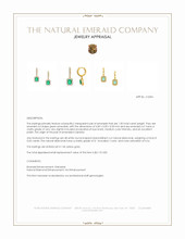 1.50 Ct.Tw.Total Carat Weight Emerald and Natural Diamond Pave Earrings, 14K Yellow Gold Appraisal