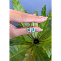 1.50&nbsp;Ct.Tw.Total Carat Weight Emerald and Natural Diamond Pave Earrings, 14K Yellow Gold Life Style