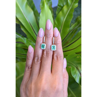 1.50 Ct.Tw.Total Carat Weight Emerald and Natural Diamond Pave Earrings, 14K Yellow Gold Life Style