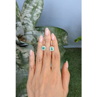 1.50 Ct.Tw.Total Carat Weight Emerald and Natural Diamond Pave Earrings, 14K Yellow Gold Life Style