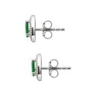 0.71&nbsp;Ct.Tw.Total Carat Weight Emerald and Natural Diamond Studs Earrings, 14K White Gold Image