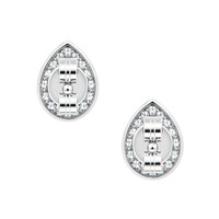 0.71 Ct.Tw.Total Carat Weight Emerald and Natural Diamond Studs Earrings, 14K White Gold Image
