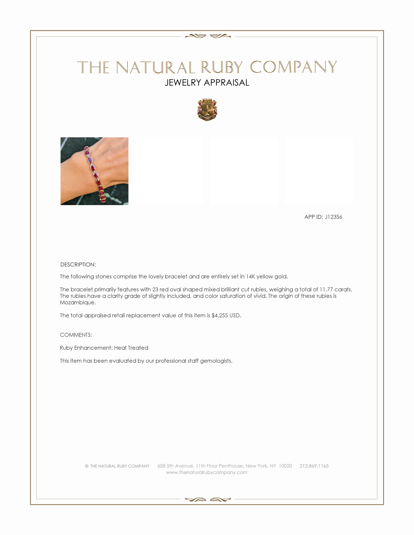 11.77 Ct.Tw. Ruby Bezel Bracelet, 14K Yellow Gold