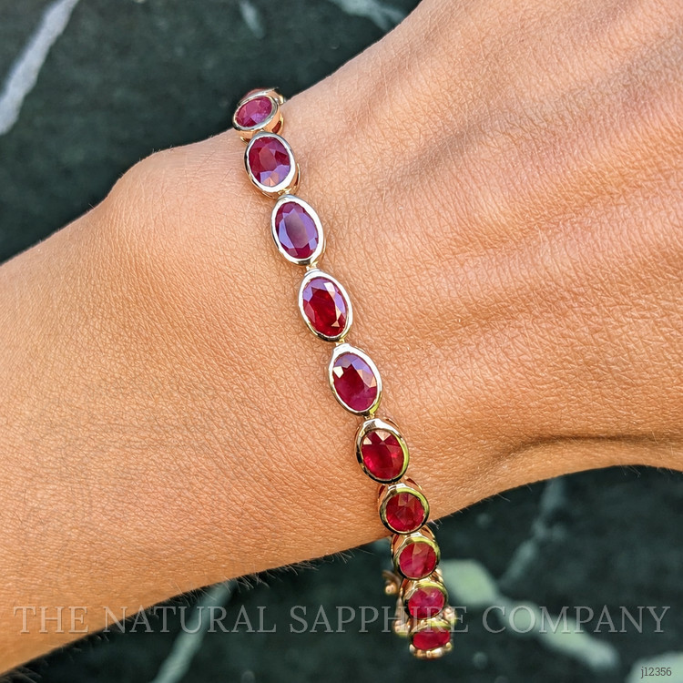 11.77 Ct.Tw. Ruby Bezel Bracelet, 14K Yellow Gold