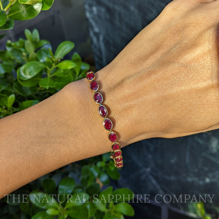 11.77 Ct.Tw. Ruby Bezel Bracelet, 14K Yellow Gold
