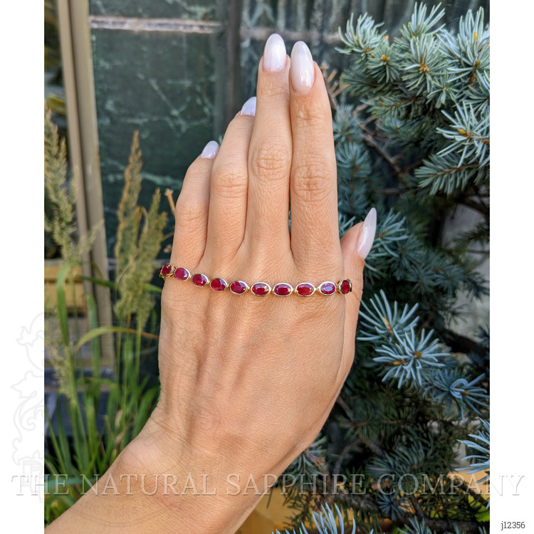 11.77 Ct.Tw. Ruby Bezel Bracelet, 14K Yellow Gold