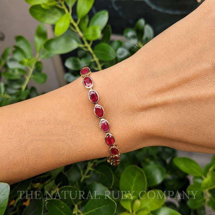 11.77 Ct.Tw. Ruby Bezel Bracelet, 14K Yellow Gold